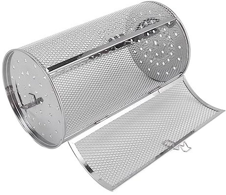 Tnfeeon Rollbarer Grillkorb, Rollender Grillkorb, Edelstahl-Grillkäfig, Rundes Edelstahl-BBQ-Grillnetz für Erdnüsse, Getrocknetes Nussgemüse (D)