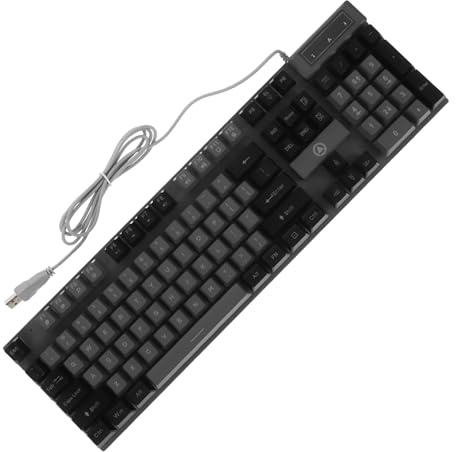 GRIRIW Tastiera Meccanica da Gioco Rgb 104 Tasti, Cavo 1, 4m Nero | Abs Resistente, Copritasti Antiusura, Retroilluminazione Colorata, Supporto Pieghevole, Uso su Computer