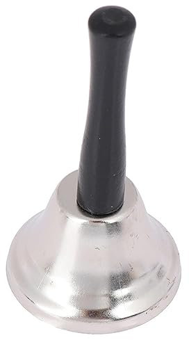 SEIWEI 2 Stück 75mm Weihnachten Mentale Handglocke mit Holzgriff, Weihnachtsglocke Ornament für Kinder Weihnachtsschule Hochzeitsfestival Supplies(Silber)