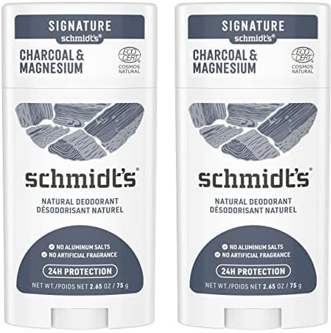 Schmidt's Déodorant Stick Signature Charbon et Magnésium, 100% d'Origine Naturelle, Efficacité 24h, Certifié Vegan, Testé dermatologiquement, 75g (Lot de 2)