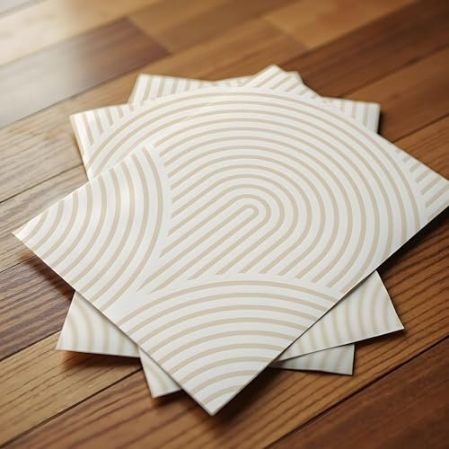 Wunderwand Fliesenaufkleber für Küche und Badezimmer - Parallele Linien Boho (15 x 20 cm, Beige)