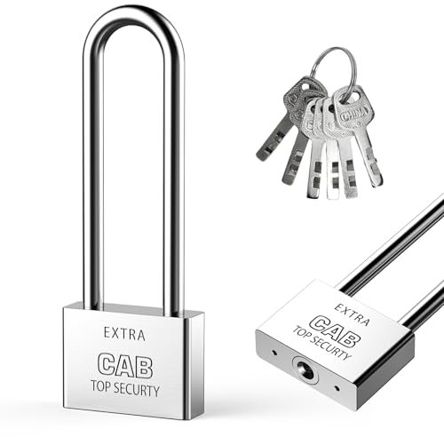 Lucchetto allungato con 6 chiavi, lucchetto ad arco lungo 50 mm, ad alta sicurezza, resistente, per magazzini, contenitori, porte, garage, capannoni, biciclette