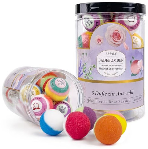 Badebomben-Geschenkset, 15 Badebomben für Frauen, 100% natürliches Spa-Erlebnis, 5 luxuriöse Düfte, bestes Geschenk zum Muttertag