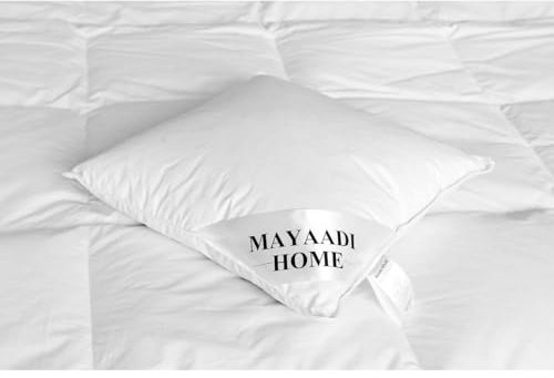 Mayaadi-Home Kopfkissen 55x55 cm | 500g Füllung, 70% Daunen 30% Federn | 100% Natur Bezug aus Baumwolle | Optimales Kissen zum Schlafen | HS118 Daunenkissen
