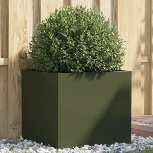 ShGaxin Jardinera de Acero Laminado en frío Verde Oliva 49x47x46 cm, Huerto Urbano Terraza, Jardineras Exterior, Jardineria Maceteros, Mesa De Cultivo, Huerto En Casa - 841565