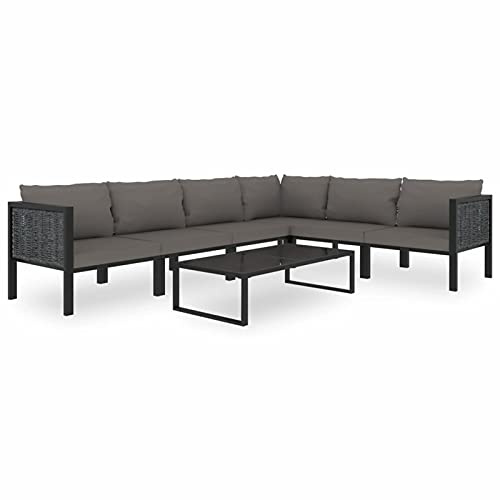 SECOLI Gartenmöbel Set Aluminium Gartenlounge Outdoor alu Lounge Sofa Outdoor Balkon Lounge Sofa Ecksofa Garten Sitzgruppe alu Loungemöbel Terrasse-7-tlg