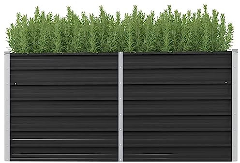 Tino Tech Jardín alto de 160 x 40 x 77 cm, acero galvanizado, macizos de metal para flores, jardineras, maceteros para exteriores, bancal de cultivo, bancal de plantas, jardinera para verduras, color