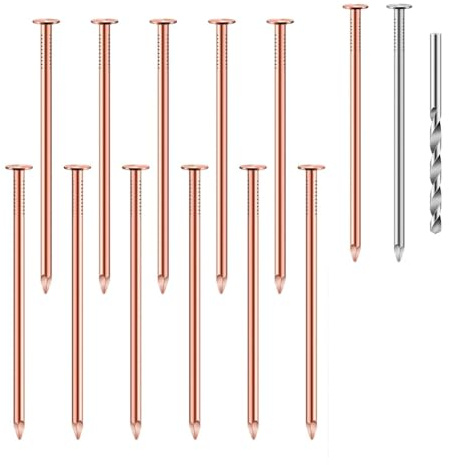 Comphic Kit de Clavos de Cobre de 14 Piezas para Matar Árboles, Clavos de Cobre Puro de 3,5 Pulgadas A Granel, Clavos de Hardware para Eliminación de Tocones para Árboles