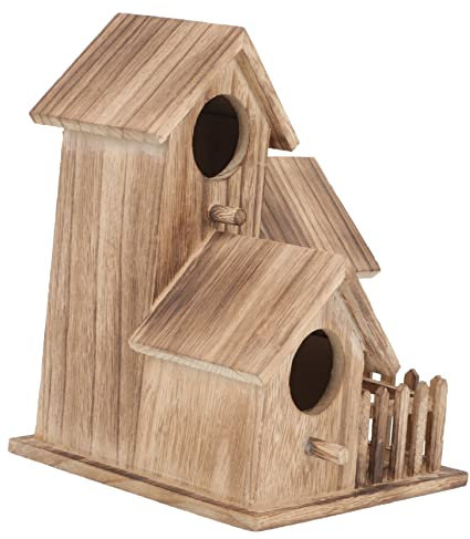 KONTONTY Freistehendes Vogelhäuschen Aus Holz Dekoratives Vogelnisthaus Für Garten Nisthütte Für Sittiche Robust Und Langlebig Zum Ausruhen Und Nisten Für Vögel