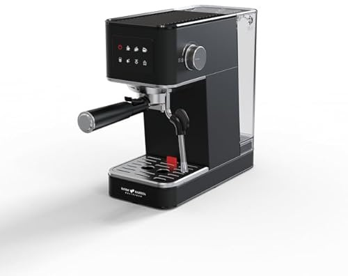 KeMar Kitchenware BARISTA DELICIOSO Siebträger Espressomaschine, 20 Bar, Touchdisplay, Milchaufschäumer, nur 13,5 cm breit,1,7 l (Schwarz)