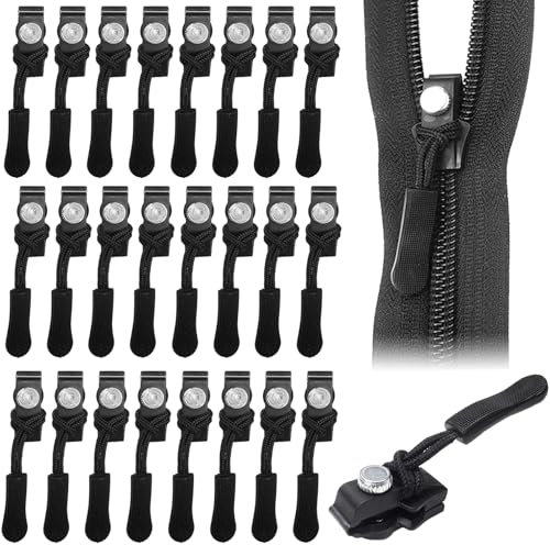 24 Pezzi Cursore Cerniera, Cerniere Lampo Riparazione Set, 3 Misure Cursori per Cerniere Lampo, Tira Zip Rimovibile, Cursore Cerniera Ricambio, per Giacche, Valigie, Pack of 24 Zippers