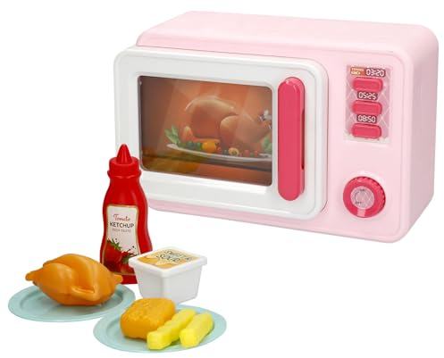 ColorBaby 39035 My Home Micro-ondes de jeu, lumière et son, dimensions 20 x 9 x 13 cm, avec accessoires, jouets symboliques, jeu de cuisine, jeux pour garçons et filles, cadeaux pour enfants, à partir