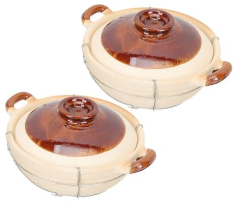SHOWERORO Casseruola in Terracotta Pentola Cinese Coreana Giapponese Con Coperchio Pirofila Isolata Per Stufati E Riso
