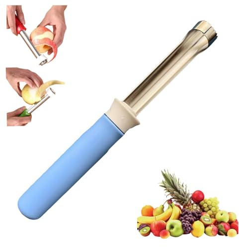 2-in-1 Corer Remover, Apples Corer Apples,Vegetable Peelers for Kitchen Rate, Stainless Steel Apples Core Tool, Fruit Corer Tool for Bell Peppers, Apples, Pears (Blue)