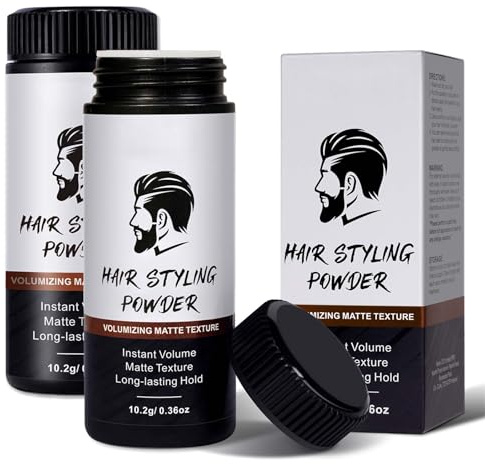 Hair Styling Powder for Men – 2PCS Texture Powder Natural Look Matte Texture with Long-Lasting Hold. Oil-Free, No Greasy Residue, Easy to Apply. Effortless Volume and Definition