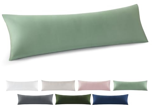 BEDSURE Seitenschläferkissen Bezug 40x145 2er - 100% Baumwolle, Grasgrün | Kopfkissenbezug 40 x 145 mit Reißverschluss, Kissenhülle Weich Sicher Atmungsaktiv, Hautfreundlicher Komfort, OEKO-TEX Cert.