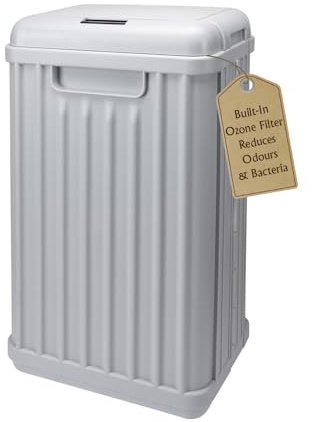 SENSIOHOME 50 Litre Large Waterproof Motion Sensor Trash Can Dust Bin with Auto Lid, Ozone Function Helps Neutralise Bacteria, Bedroom Bathroom Living Room Office, Grey
