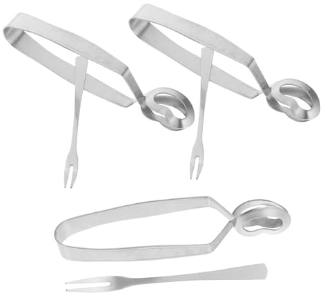 GRIRIW 3juegos Pinzas y Tenedores De Caracoles De Acero Inoxidable Juego Ergonómico Para Mesa Casa Accesorios Resistentes y Prácticos Para Servir Mariscos Diseño Especial Para Comida Fran
