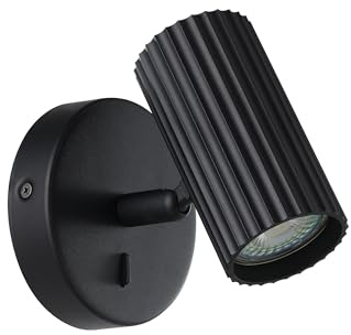 EGLO Portillo Vägglampa för inomhus, sovrumslampa med svängbar spot, läslampa av svart metall, väggspotlight med GU10-sockel