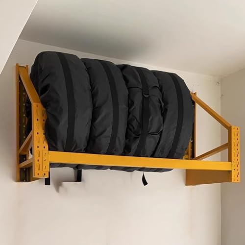 Wandhalterung für Reifenregal in der Garage, Ständer für Reservereifen für Sattelschlepper, Verstellbarer Hochleistungs-Reifenhalterungs-Organizer, unterstützt 660 Pfund, mit Befestigung