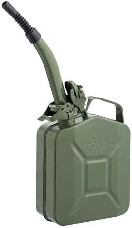HOBBYZOO Jerrican Bidon Essence 5L Métal avec Bec Verseur, Réservoir Carburant Portable pour Essence, Diesel et Bioéthanol (Vert)