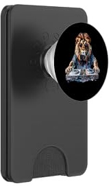 DJ Lion DJ Dance Party Music Tocadiscos Disco Jockey Animal PopSockets PopWallet para MagSafe
