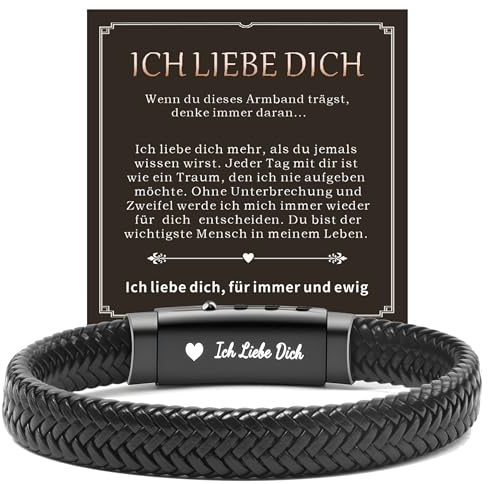 Kessofera Armband Herren Leder Geschenke, Verstellbar Edelstahl Lederarmband für Männer, Weihnachten Geburtstag Jahrestag Valentinstagsgeschenk Armbänder Schmuck für Mann Ehemann Freund Sohn Onkel