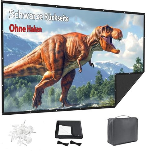 72 Zoll Beamer Leinwand Outdoor: VOOPVOR Projektionsleinwand Faltbar & Tragbar mit Tragetasche - 16:9 Schwarz, Lichtundurchlässig, Waschbar & Knitterfrei(Hinweis: ohne Klebehaken)
