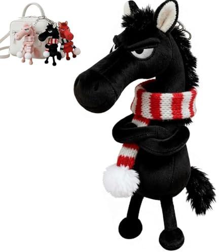 Générique Mascotte porte-bonheur de l'année du Cheval, cadeau de bonne chance pour le Nouvel An 2026, petit charm symbolisant la force, le courage, cadeau du Nouvel An chinois 2026 (Noir)
