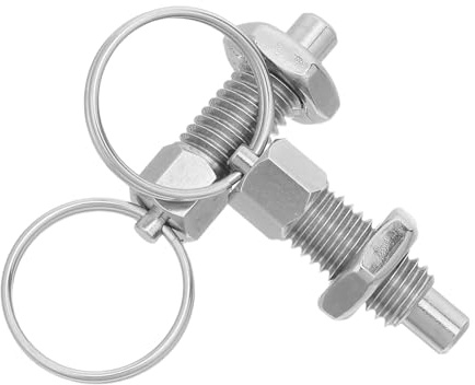 SHINEOFI Perillas de Émbolo con Resorte de Acero Inoxidable M8, 2 Unidades, Pasador de Bloqueo Retráctil con Anillo de Tracción para Puertas de Remolque y Aplicaciones Industriales