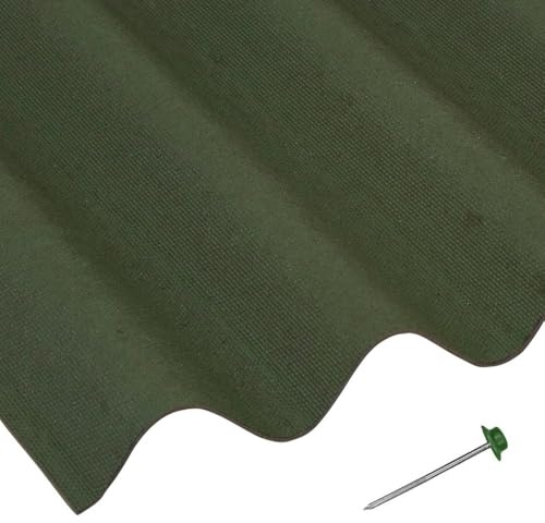Green Corrugated Roofing Sheets - Shed Roofing Sheets 950mm x 2m x 5 Pack with 100 Fixing Nails