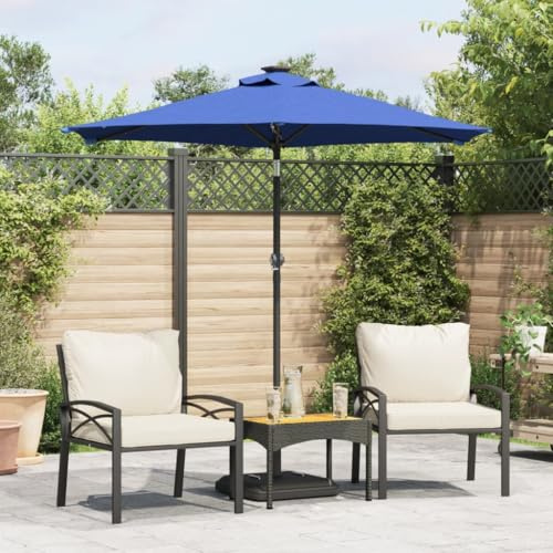 Mokuyary Parasol de Jardin avec mât en Acier Bleu azuré 225x225x212 cm, Parasol de Extérieur pour Terrasse, Piscine, Plage, Restaurants, Balcon
