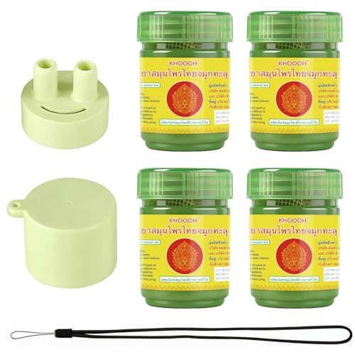 Lot de 4 boîtes de parfum, inhalateur d'herbes thaïlandaises, avec aspirateur nasal et ficelle