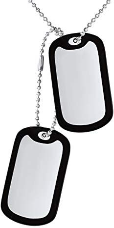 Custom4U Herren Dog Tag Anhänger Edelstahl Militärischen Erkennungsmarken Anhänger mit Silikon Hülle 2x Hundemarken in Silber mit 60cm Kugelkette Geschenke für Vater Freund Herren Männer