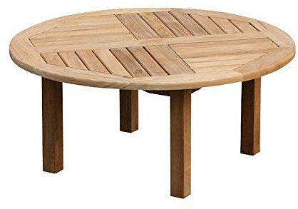 Teako Design Couchtisch Verona rund Ø 120 Teak unbehandeltes Massivholz Teakholz Wetterfest Gartentisch Beistelltisch
