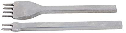 Utoolmart Lederstanzer, weißer Stahl, Zinkenteilung 6 mm, 2/4 Zinken, DIY, Handwerk, Handwerkzeuge, Lochmeißel, Gravurstanzer, Bastelset, 1 Stück