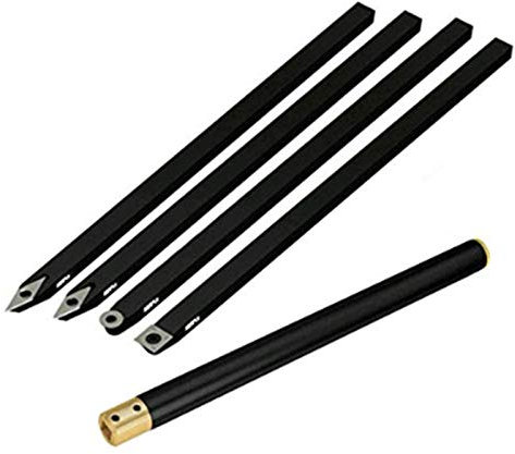 Drehwerkzeug-Set, Hartmetall-Trennwerkzeug Mit Aluminiumgriff, (Vierkantkopf, Rundkopf, Diamantkopf, Diamantkopf (R)) Drehfinisher-Werkzeug, 4-Tlg