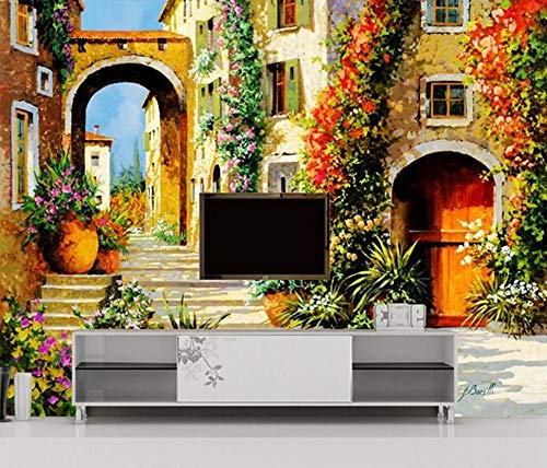 ZXCHEE Papier Peint Panoramique À L'Huile Ville 350x256cm Papier Peint Intissé 3D Tapisserie Poster Decoration Murale Chambre Salon