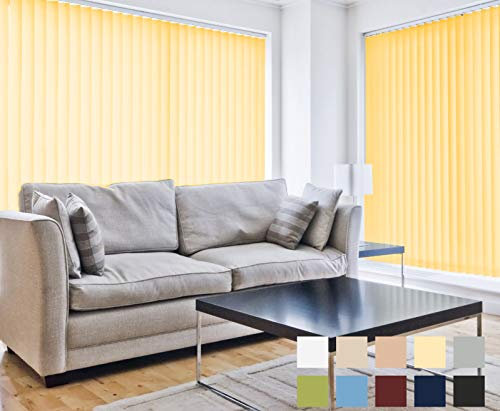 etusimo Lamellenvorhang Vertikaljalousie Schiebevorhang Schiebegardine | Anlagenbreite 100-250 cm, Anlagenhöhe 130-250 cm | Lamellen 127 mm | Stoff lichtdurchlässig, Blickdicht | 110 x 130 cm, Gelb