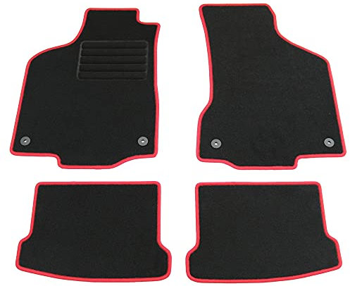 AD Tuning HG0516-ROT Fußmatten Set (4teilig) Schwarz Rot Autoteppiche Matten
