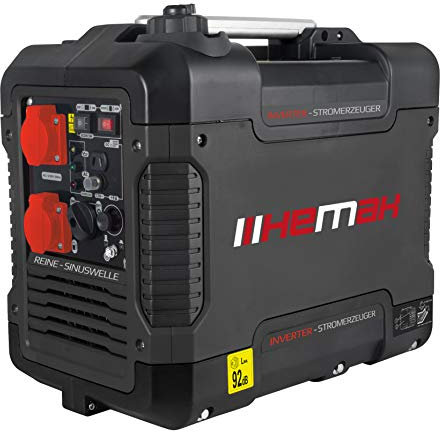 HEMAK Tragbarer Inverter Stromerzeuger mit USB 2900 Watt Optimal für Camping und Garage HK-PG 3000i Benzin 4 Takt Silent
