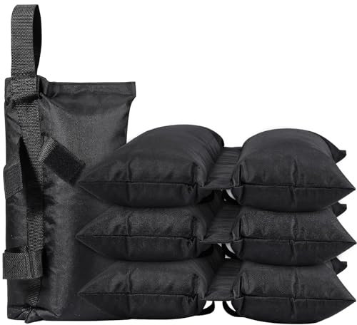 Awroutdoor 4er-Pack Pavillon Sandsäcke, Hochleistungs Sand Tasche Doppelgenähte, Sandsäcke zum Beschweren für Pop-Up-Baldachin (Schwarz)