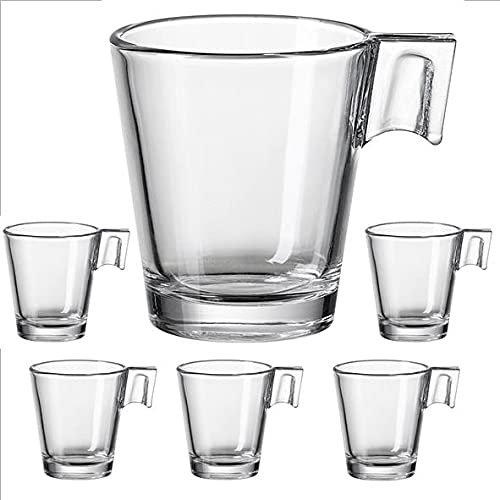 Cia&Co Pack de 6 Tazas de cafe · Tazas Pequeñas de 8 cl · Cristal transparente (Expresso · Cortado)