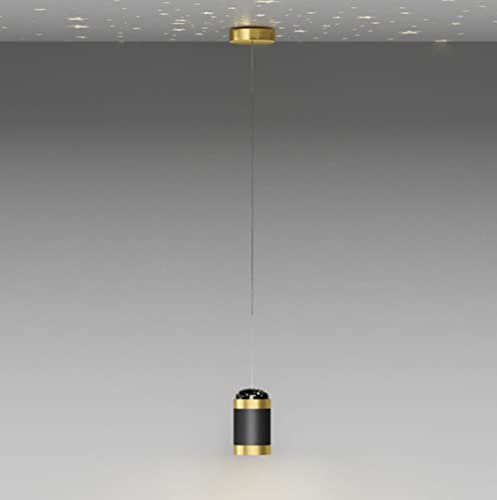LED Star Projector Pendant Light Fixture 6W Polished Chrome Acrylic lamp Shade Modern Bedside Decorate Hanging Light Chandelier for Kids Room Bedroom Living Room Dining Room (Warm Light)