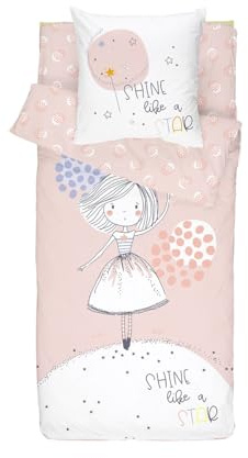 Bleu Calin Rechange Caradou® Shine Parure de lit Enfant en Coton 3 pièces: Couchage Tout-en-Un pour Enfant sans Couette - 90x190cm