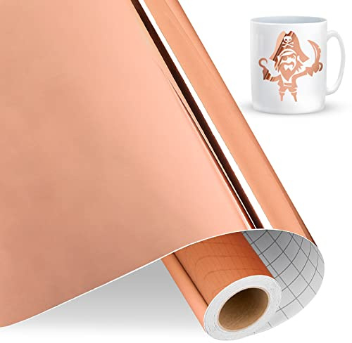 IModeur Metallisch Roségold Vinylfolie Plotter, 12 x 15 Fuß (30,5 cm x 4,58 m) Roségold Plotterfolie Vinyl für Cricut, selbstklebendes Vinyl für DIY-Geschenke, Geburtstagsfeier