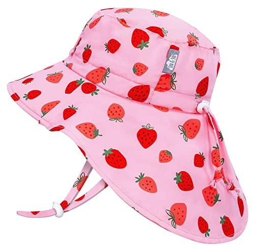 Jan & Jul Sombrero de Sol Aventurero niña pequeña, Correa Ajustable (Talla: 2-5 Años, Fresa Rosa)