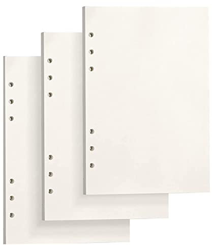 PALUDO 3 Packungen A5 Blanko Nachfüllpapier, 135 Blätter, 6 Löcher, Cremefarben, Ringbuchpapier, Schreibpapier
