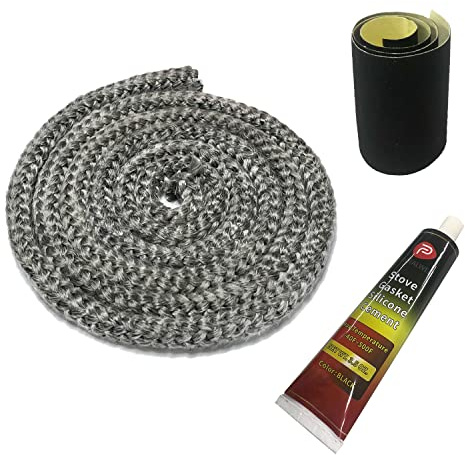 Wood Stove Gasket, 12mm(1/2) Wood Stove Door Gasket Kit, High Temperture Resistant Gasket Rope Replacement for Woodstove or Fireplace Doors, Grey Color, Fiberglass Material, Length 1.8m(72)