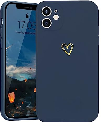 Lafunda Handyhülle Kompatibel mit iPhone 11 Mädchen Hülle | Ultra Dünn Silikonhülle süß Liebesherz Schutzhülle stoßfest Case Bumper Back Cover mit Fallschutz für iPhone 11 Dunkelblau